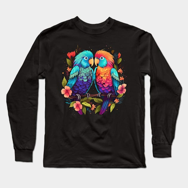 Parakeet Couple Valentine Long Sleeve T-Shirt by JH Mart